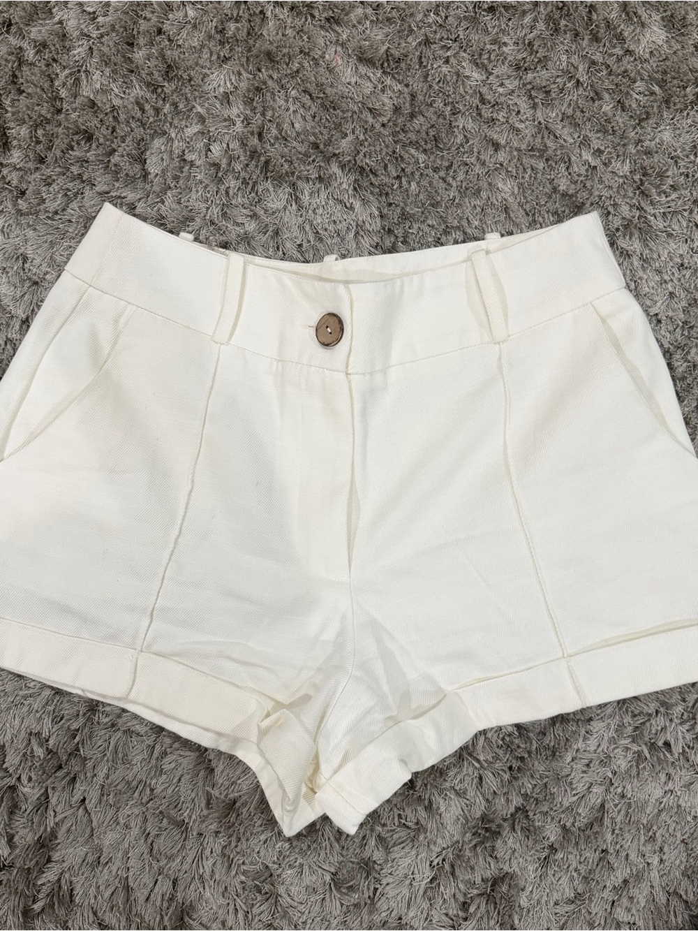 Zara Cream High-Waist Tailored Shorts